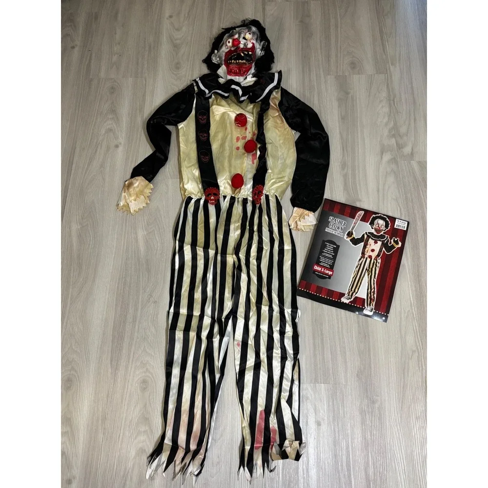 Slasher Clown Costume Child X-Large 14-16 Halloween Scary Creepy Evil Payaso